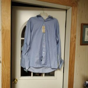 New Michael Kors Blue White Striped Long Sleeve Button Down Shirt Men's 32/33